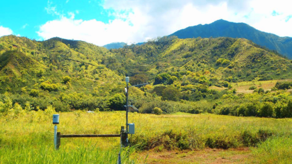 photo of TB4 tipping bucket rain gauge in-situ; rain sensor accurately measured the greatest 24-hour rainfall on record in the United States (April 14-15, 2018) | credit Waipa Garden Kauai, Hawaii