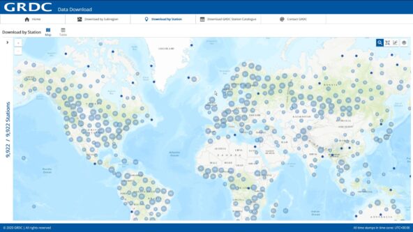 screen capture Global Data Runoff Center (GRDC) Data Download web portal makes publicly available in-situ river discharge data since 1988 | credit Global Climate Observing System (GCOS) of the World Meteorological Organization (WMO)