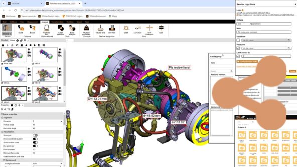 screen capture of secure, real-time Supplied Collaboration tools within 3DViewStation WebViewer