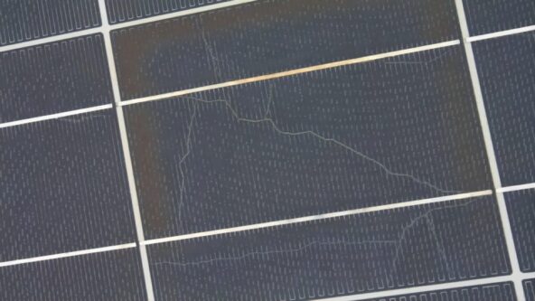 close up image of micro cracks or micro fractures on a solar panel