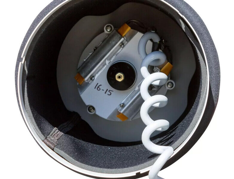 photo of internal view of KISTERS TB3 heat kit for tipping bucket rain gauges