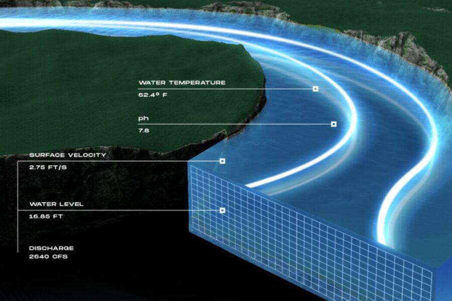 3D rendering of noncontact water radar data concept